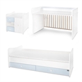 Bed MiniMAX NEW white+baby blue Variant A /teen bed; study desk; cupboard/